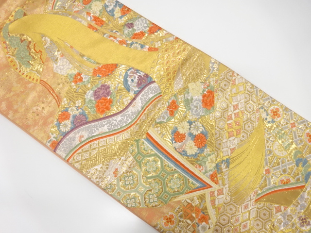 JAPANESE FUKURO OBI / WOVEN FLOWER CLASSICAL PATTERN